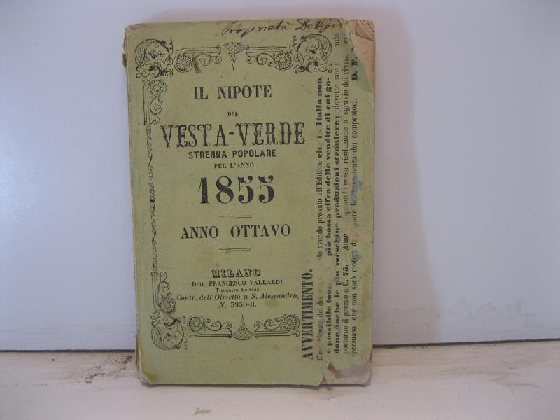 IL NIPOTE DEL VESTA-VERDE. STRENNA POPOLARE PER L'ANNO 1855. ANNO OTTAVO